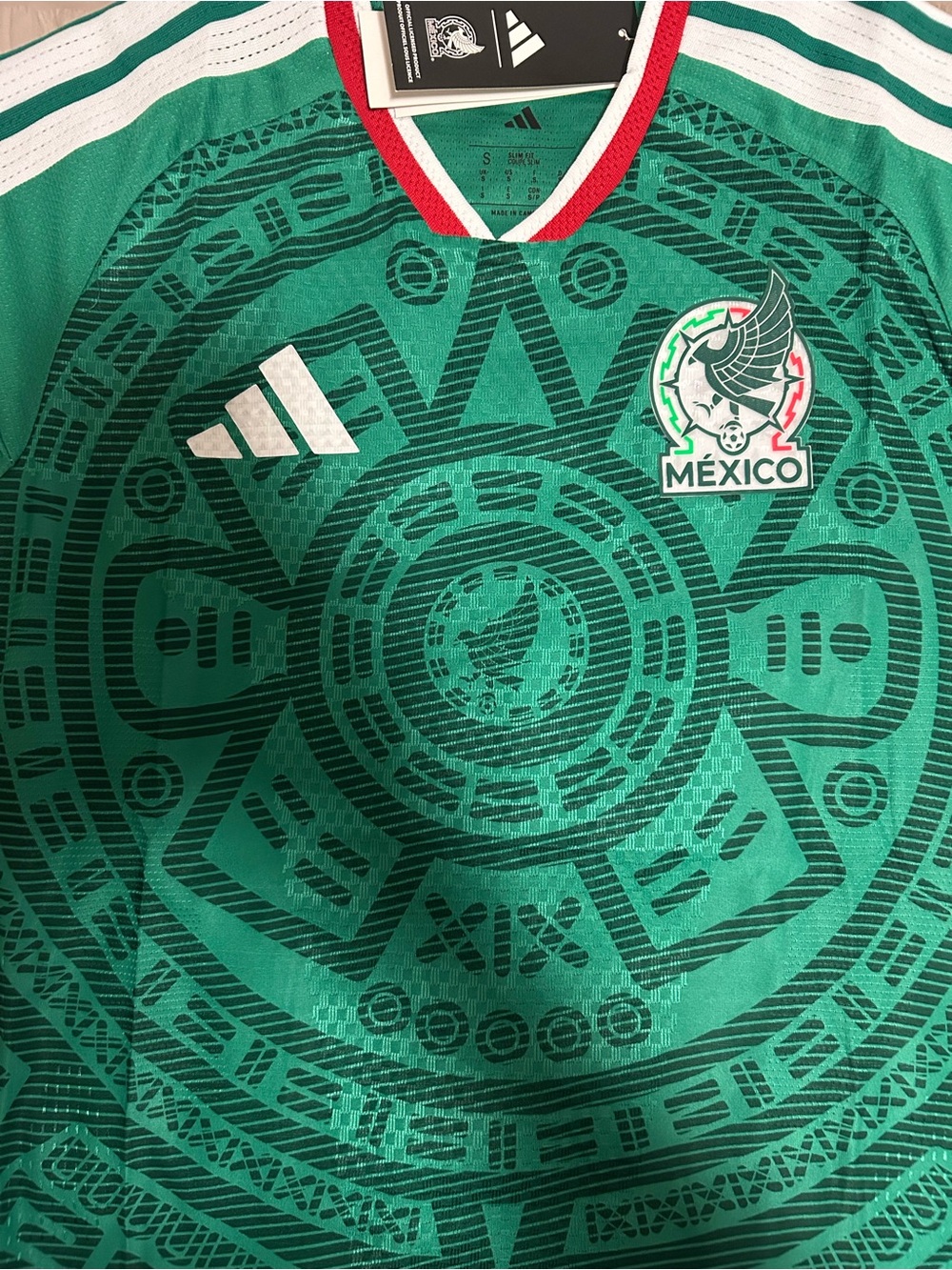 adidas Green Mexico National Team Soccer Jersey with Red & White Trim - Picture 2 of 2